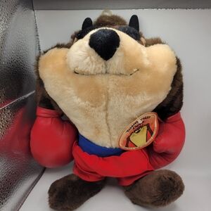 1987 Taz Warner Bros Boxer 11" Plush with Red Shorts and Gloves Original Tags